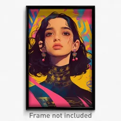 Bollywood Movie Poster - Girl Feeling Joy, Small Cherry Hair Ornament (Print)