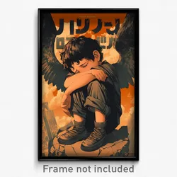 Hebrew Movie Poster - Boy Feeling Sadness, Hard To Find Mechanical Wings (Print)