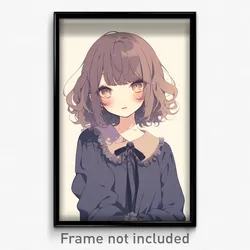 Anime Art Poster - Girl Feeling Alarmed, Accomplished Frilled Shirt Collar