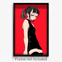 Art Poster - Girl Feeling Tired Wearing Whimsical Sleeveless (Art Print)