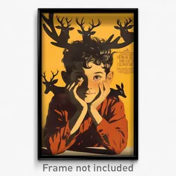 French Movie Poster - Boy Feeling Cheeky, Shadowy Reindeer Costume (Art Print)