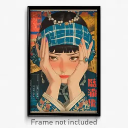 Chinese Movie Poster - Woman Feeling Worried, Antique Crescent Hat Ornament