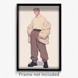 Anime Art Poster - Man Feeling Fascination, Fluffy High Waist Pants (Print)