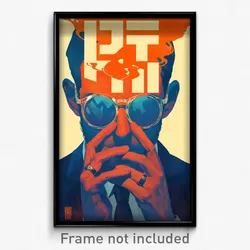 Hebrew Movie Poster - Man Feeling Charity, Blue White Framed Eyewear (Art Print)