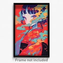 Anime Art Poster - Girl Feeling Envy Wearing Red Kimono (Print)