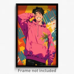 Vietnamese Movie Poster - Boy Feeling Happy, Flamboyant Pink Hoodie (Art Print)