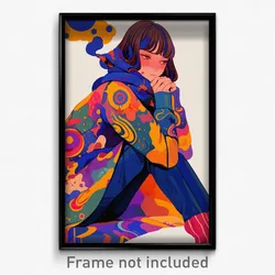 Art Poster - Woman Feeling Boredom Wearing Admirable Winter Clothes (Art Print)