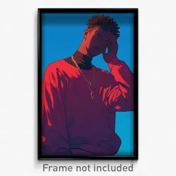 Anime Art Poster - Man Feeling Epiphany, Noteworthy Heart Necklace (Print)