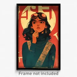 Bollywood Movie Poster - Girl Feeling Tension, Quizzical Edgy Clothes (Print)