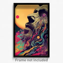 Bollywood Movie Poster - Artistic Moon Battle (India Retro Hindi Film Art Print)