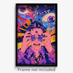 Hebrew Movie Poster - Boy Feeling Perplexed, Offbeat Purple Ves (Art Print)