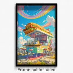 Art Poster - Noteworthy Hot Dog Stand (Psychedelic Trippy Weird 11x17 Print)