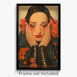 Spanish Movie Poster - Woman Feeling Dejection, Flowery Armored Dress (Print)