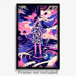 Anime Art Poster - Boy Feeling Panicked Wearing Violet White Dress (Print)
