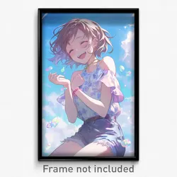 Art Poster - Girl Feeling Elation Wearing Bubbly Armlet (Art Print)