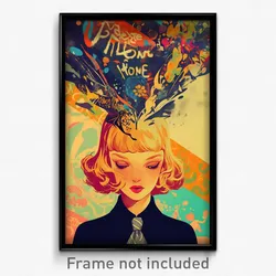 French Movie Poster - Girl Feeling Annoyance, Elegant Grey Necktie (Art Print)