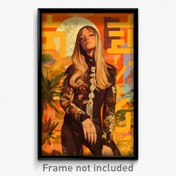 Vietnamese Movie Poster - Woman Feeling Content, Wooden Brown Bodysuit (Print)