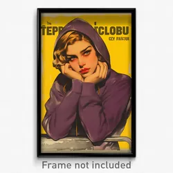 German Movie Poster - Woman Feeling Cynicism, Worn Purple Hoodie (Art Print)