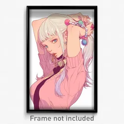 Anime Art Poster - Woman Feeling Rejected Wearing Colorless Hair Bobbles (Print)