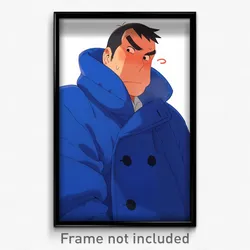 Anime Art Poster - Man Feeling Nervous Wearing Baggy Blue Coat (Print)