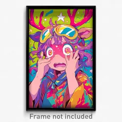Anime Art Poster - Girl Feeling Panicked, Fantastic Reindeer Costume (Print)