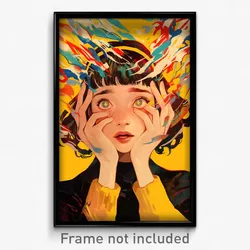 Art Poster - Woman Feeling Worried, Delightful Yellow Hairband (Art Print)