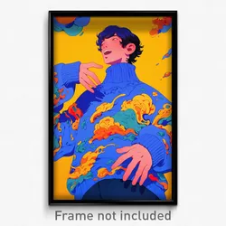 Art Poster - Boy Feeling Amazement Wearing Perfect Blue Sweater (Print)