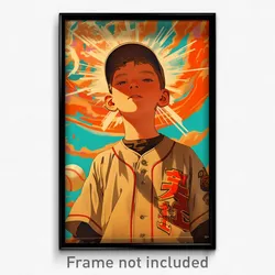 Movie Art Poster - Boy Feeling Arrogant, Brown Baseball Uniform (Film Print)