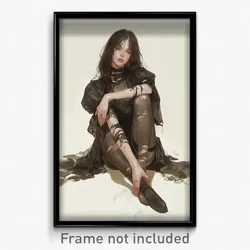 Art Poster - Woman Feeling Fascination Wearing Tattered Leggings (Print)