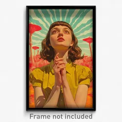 German Movie Poster - Girl Feeling Thankful, Yellowish Puffy Short Sleeve