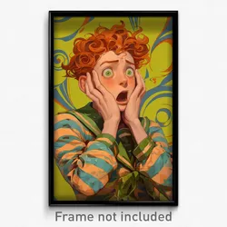 Art Poster - Boy Feeling Shocked Wearing Pretty Green Sailor Collar (Print)