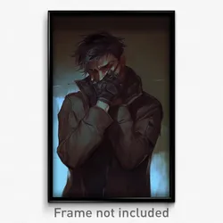 Art Poster - Man Feeling Gloomy Wearing Steel Two Tone Gloves (Print)