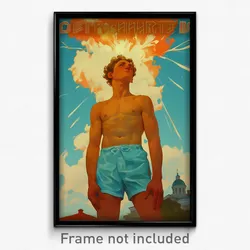Russian Movie Poster - Man Feeling Sullenness, Marvelous Blue Shorts (Art Print)