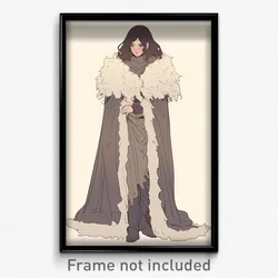 Anime Art Poster - Woman Feeling Humiliation Wearing Oddball Fur Cloak (Print)