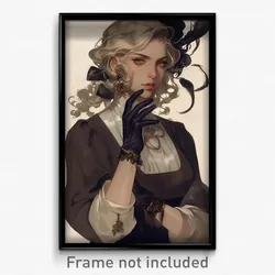 Art Poster - Woman Feeling Sympathy Wearing Hearty Single Glove (Art Print)