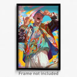 Art Poster - Man Feeling Excitement Wearing Athletic Waist Cape (Art Print)