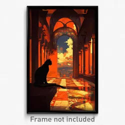 Art Poster - Worldly Cathouse (Psychedelic Trippy Weird 11x17 Print)