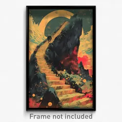 Movie Art Poster - Mountainous Ladder (Psychedelic Retro Weird Film Print)