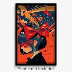 Movie Art Poster - Boy Feeling Ambivalence, Metallic Red Bow (Retro Film Print)