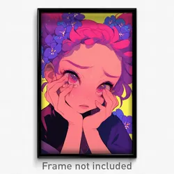 Anime Art Poster - Woman Feeling Self Pity Wearing Carefree Scrunchie (Print)