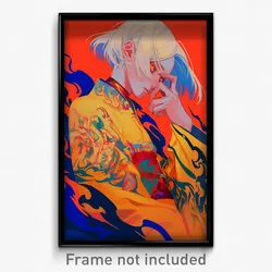 Anime Art Poster - Boy Feeling Aggressive Wearing Zealous Orange Kimono (Print)