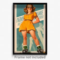 German Movie Poster - Girl Feeling Patience, Artistic Roller Skates (Art Print)