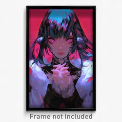 Anime Art Poster - Girl Feeling Self Conscious Wearing Ancient Fur Scarf (Print)