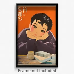 French Movie Poster - Boy Feeling Bewildered, Quaint Purple Sweater (Art Print)