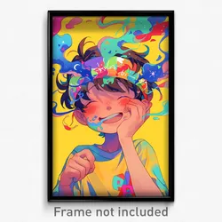 Anime Art Poster - Boy Feeling Pleased Wearing Worn Sweatband (Print)