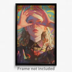 Icelandic Movie Poster - Girl Feeling Puzzled, Sparkling Sleeveless Jacket