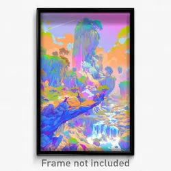 Art Poster - Vibrant Bluff (Psychedelic Trippy Weird 11x17 Cartoon Print)