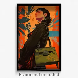 Greek Movie Poster - Girl Feeling Hate, Stylish Green Bag (Greece Art Print)
