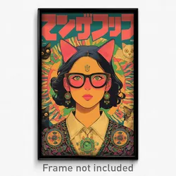 Mexican Movie Poster - Woman Feeling Self Caring, Grand Cat Ear (Art Print)