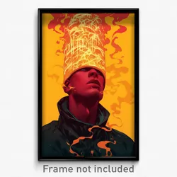 Icelandic Movie Poster - Man Feeling Apprehension, Flamboyant Yellow Headwear